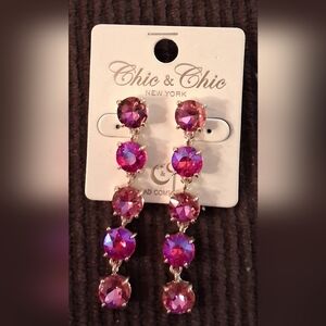 Pink Crystal Drop Earrings